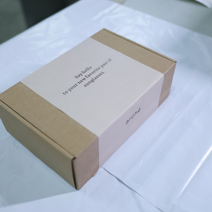 Branded ecommerce packaging box prepared for fulfillment