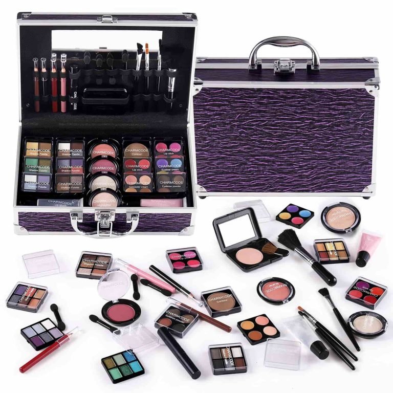 Purple Train Case with Makeup Kit-01-min