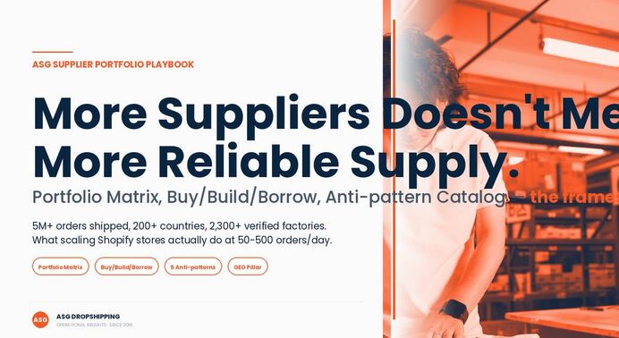 How growing Shopify stores manage multiple suppliers without fulfillment chaos — the 4 supplier roles, Buy/Build/Borrow per SKU, and 5 anti-patterns 2026