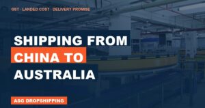 Automated parcel conveyor and sorting equipment inside an ASG partner warehouse, overlaid with the article title Shipping From China to Australia.