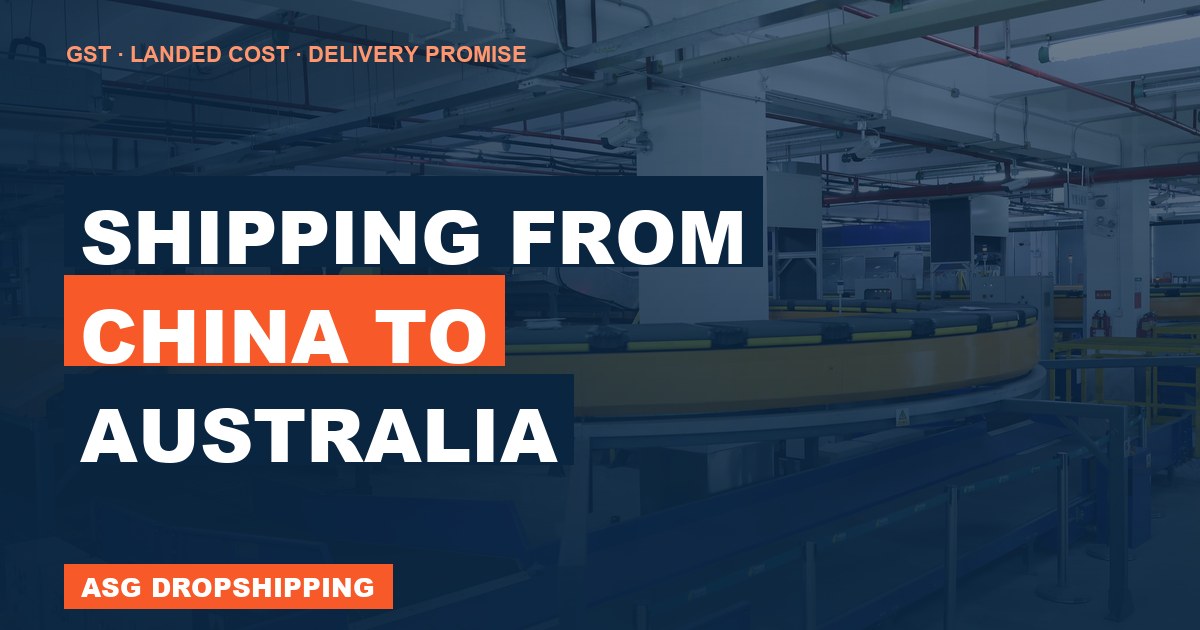 Automated parcel conveyor and sorting equipment inside an ASG partner warehouse, overlaid with the article title Shipping From China to Australia.