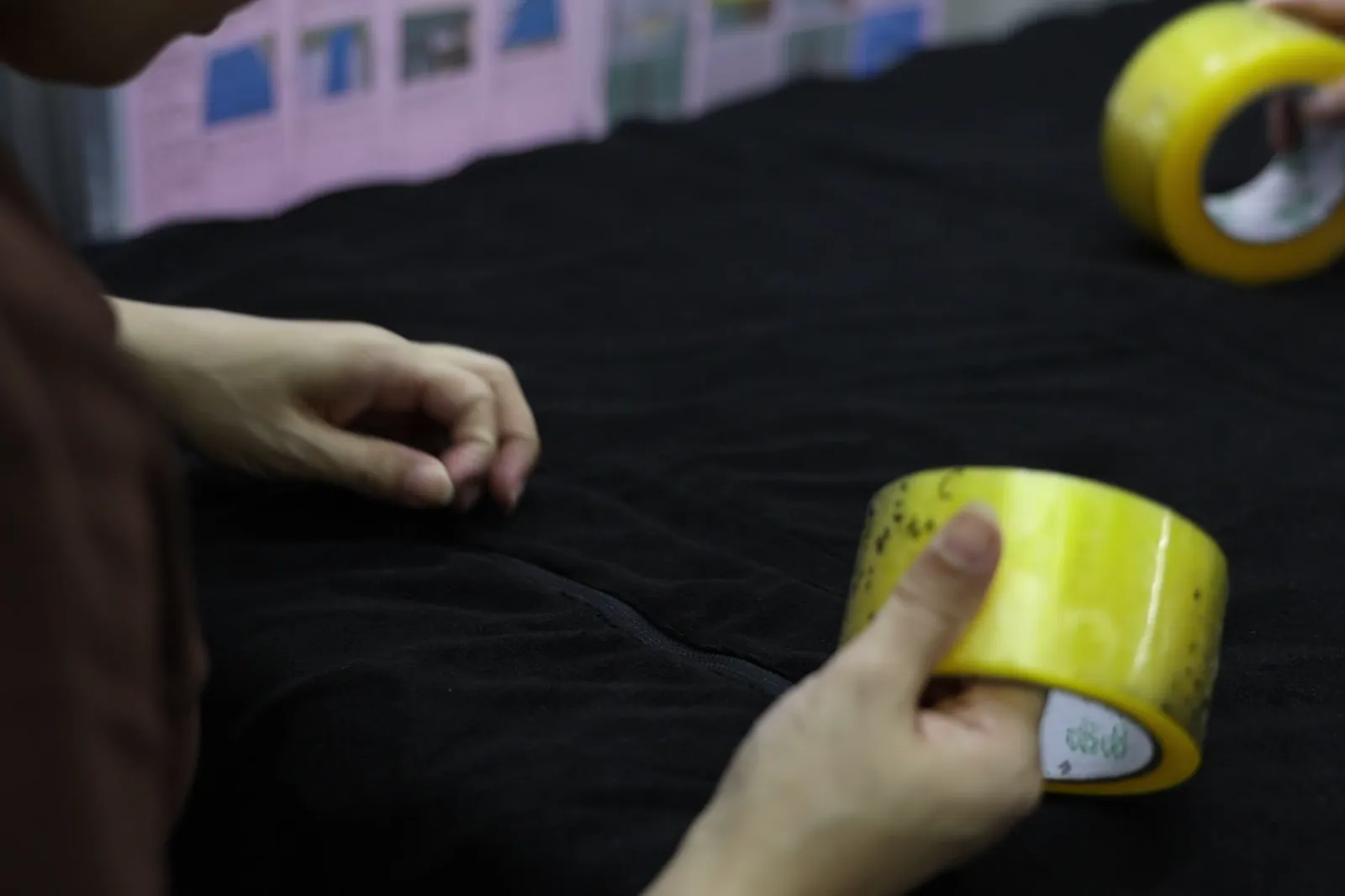Close-up of a carton being taped shut