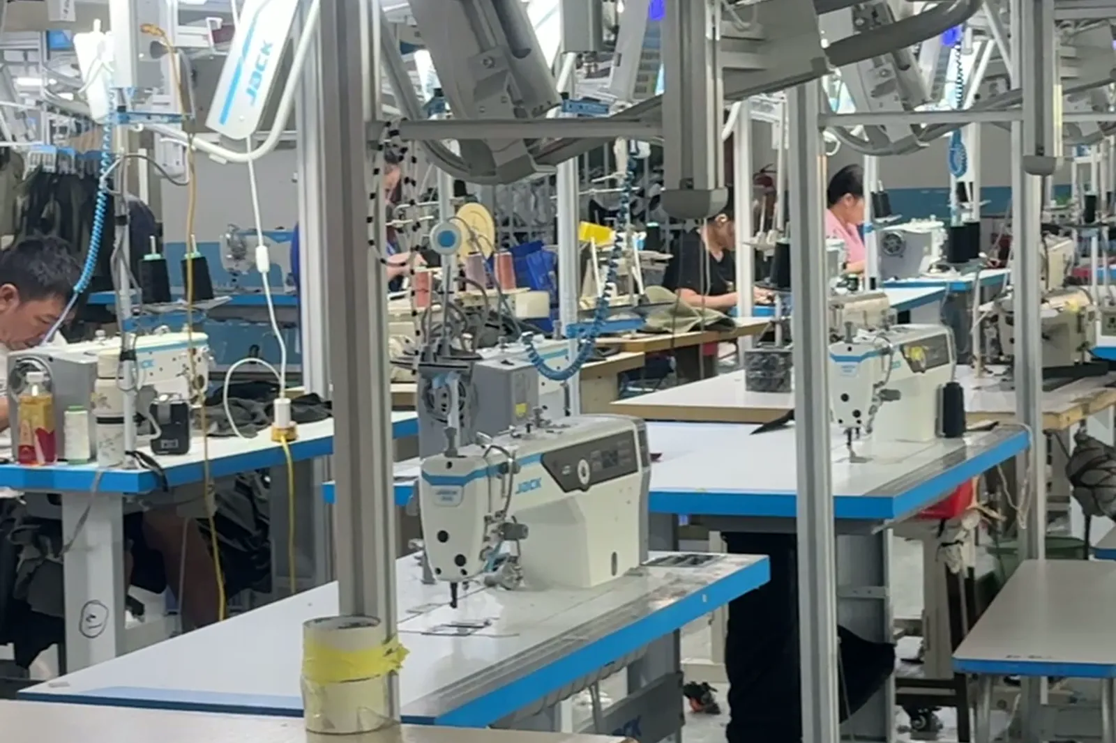 Sewing line in a garment factory producing to order