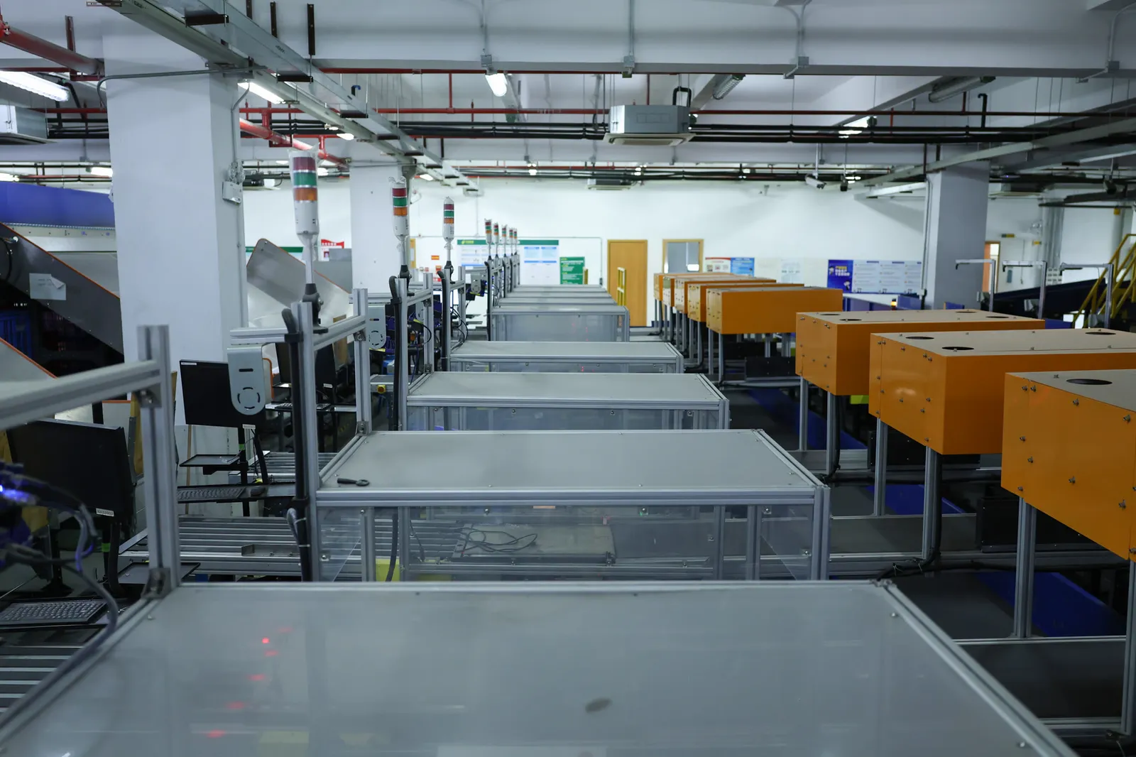Rows of pack-out lanes in the ASG fulfillment center