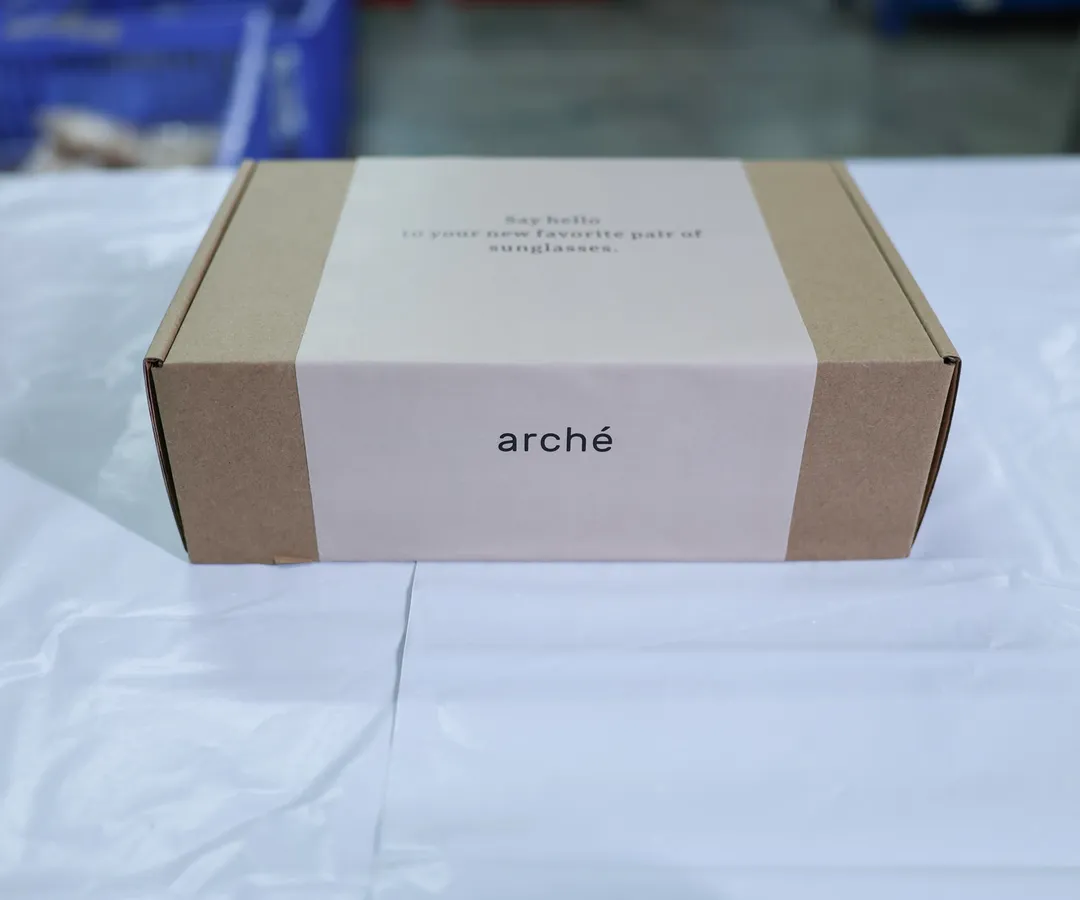 A finished branded order box ready for release