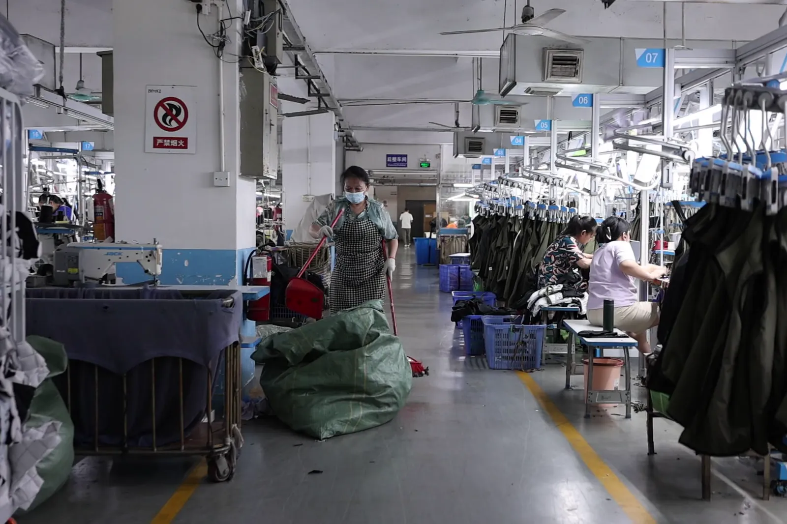 Garment factory floor where supplier lots are produced