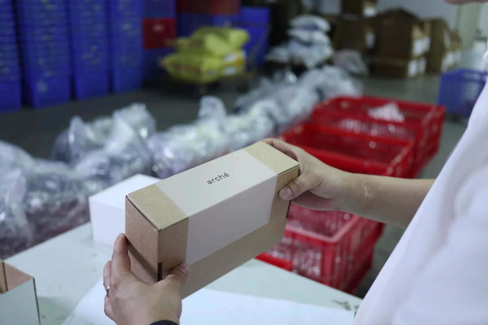 Branded order box checked by hand before packing